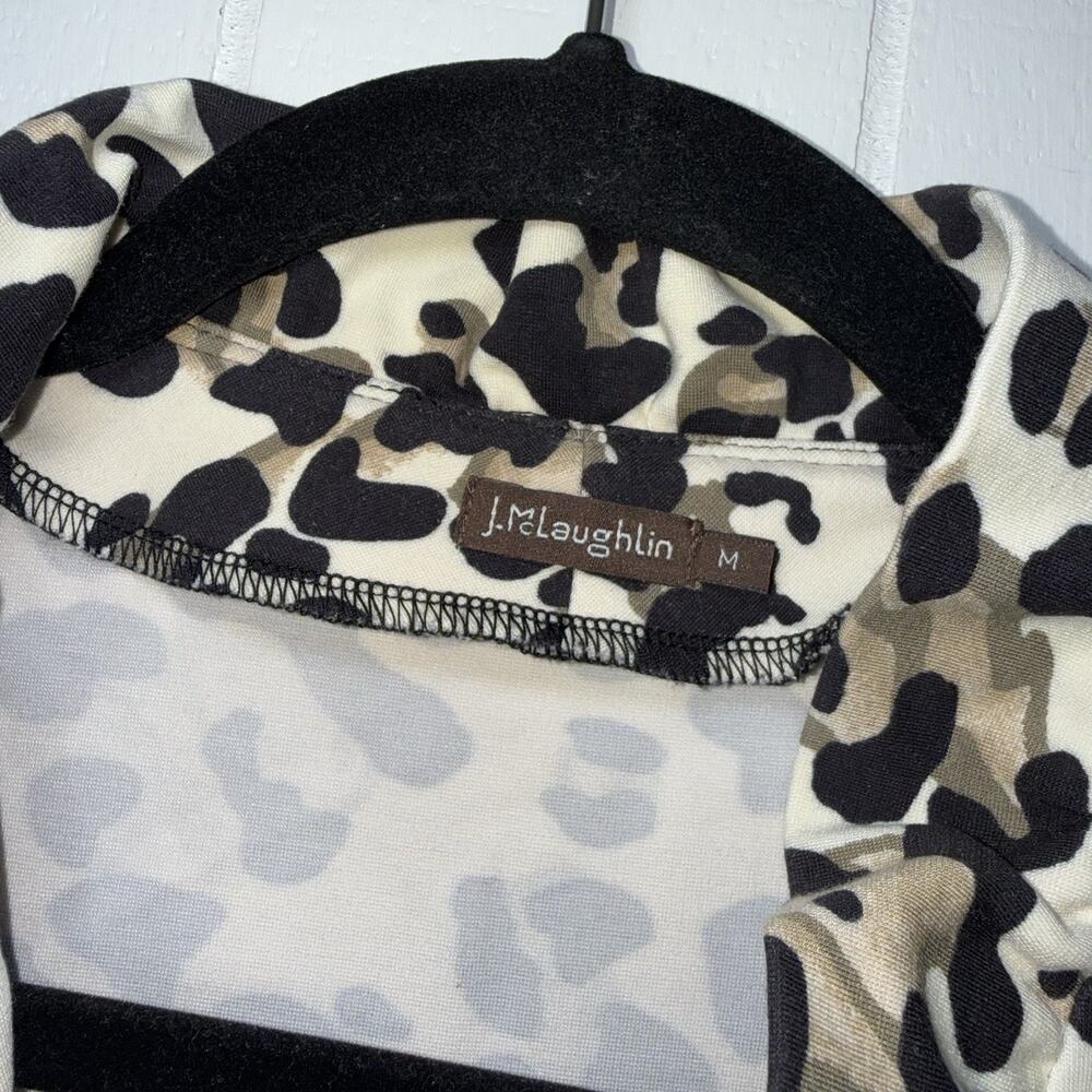 J. McLaughlin Women’s Terin Sheath Dress Ruffle Neck Leopard Print Size Medium - Picture 4 of 5